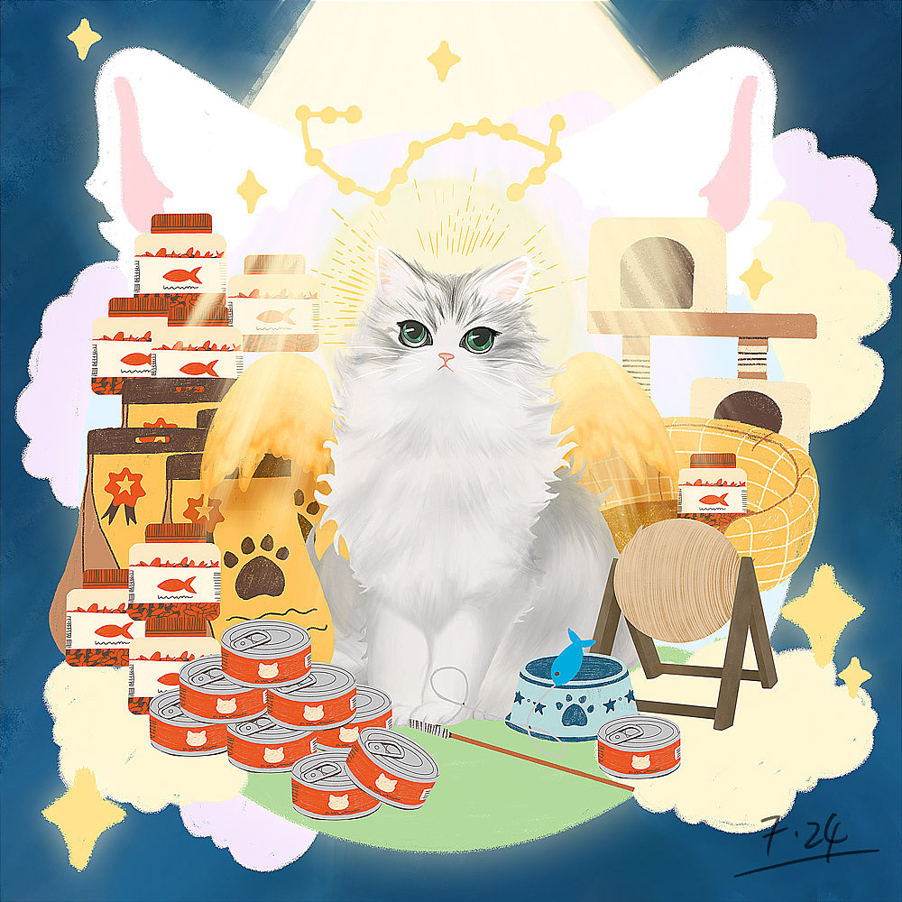 手绘插画「天使布偶猫灰灰」（图ZMzQ2NjU1MzY4） - 商业插画 - 站酷设计师西木子子原创素材 - 站酷ZCOOL