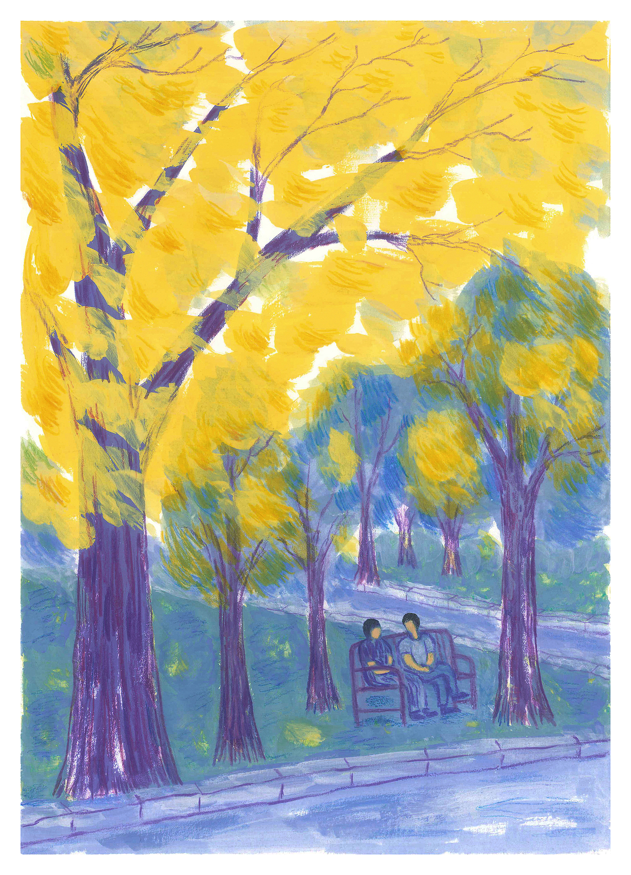 彩铅速写风景插画