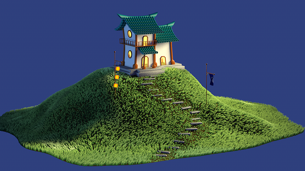 李翔老师C4D入门案例10-10 山顶客栈