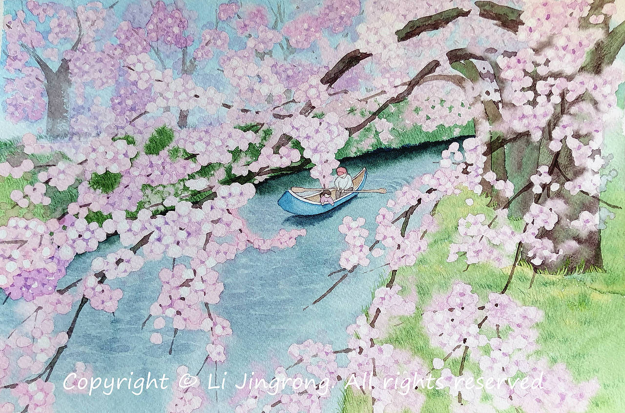 水彩插畫桃花源記（圖ZMzUzNDk4NTQ4） - 藝術插畫 - 站酷設計師自愈兔原創(chuàng)素材 - 站酷ZCOOL