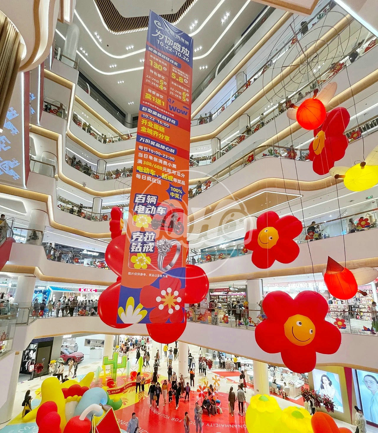 海口友谊广场 开业庆典活动 艺术美陈 充气花朵气模