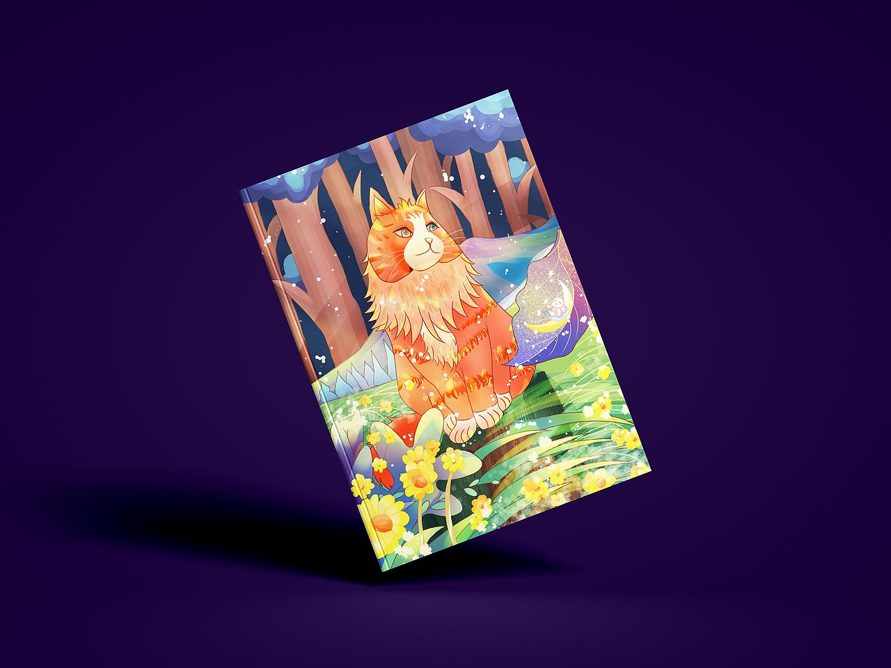 治愈猫-动物场景插画