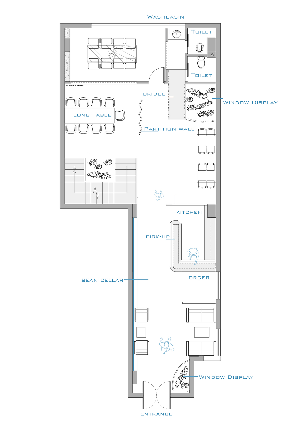 小面积咖啡厅平面布局分享
