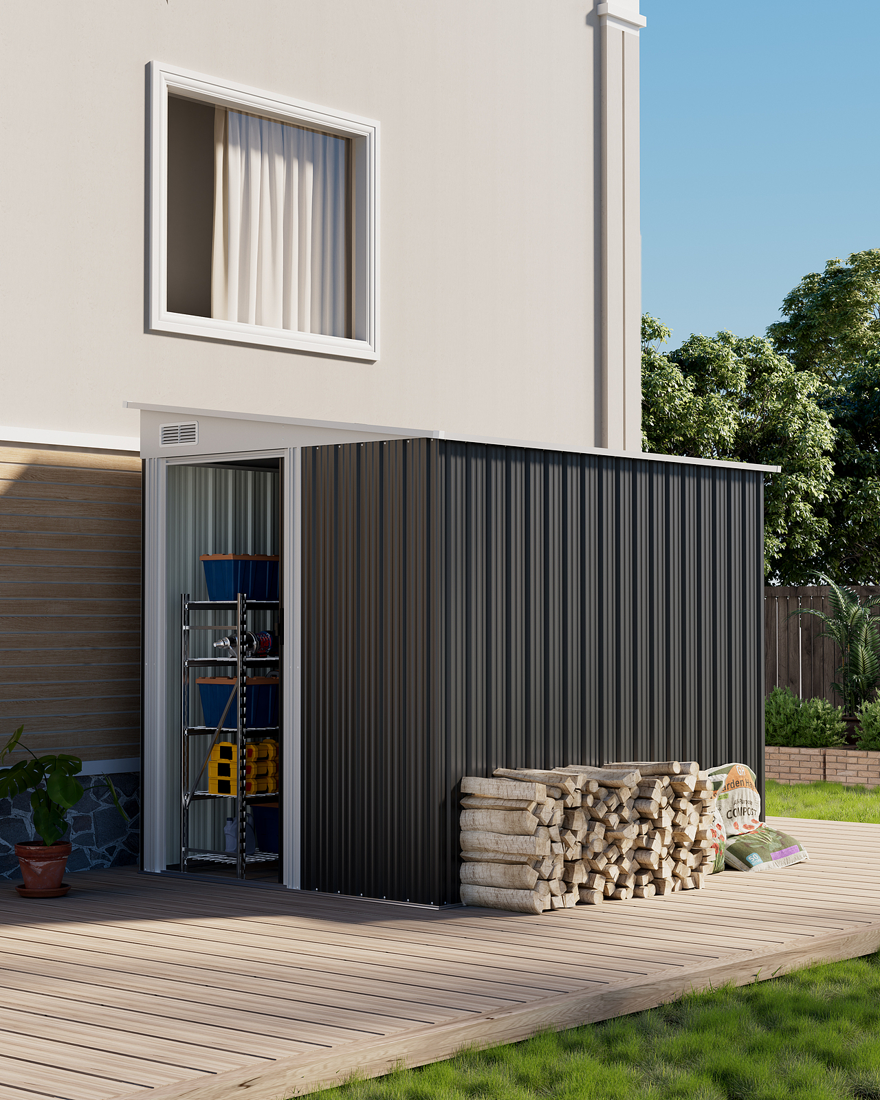 亚马逊户外工具房&金属鞋架渲染效果分享