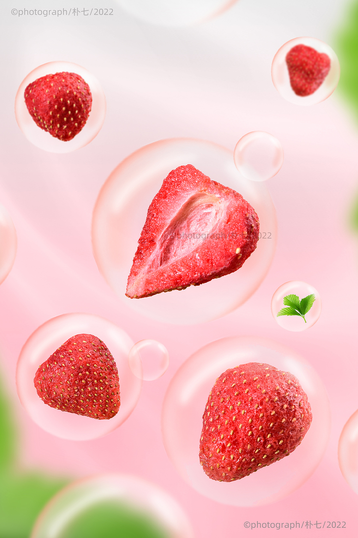 原创作品摄影美食摄影草莓静物摄影电商水果半边梅|美食摄影|电商摄影
