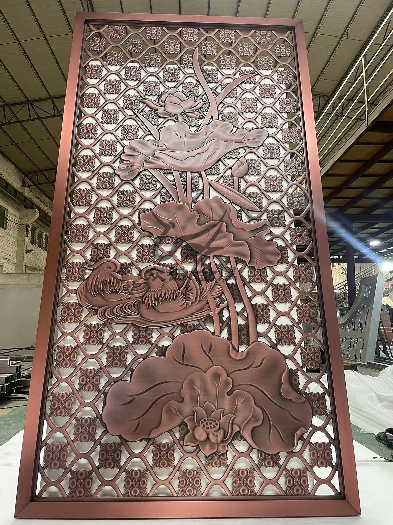 仿古铝艺窗花屏风 酒楼中式304不锈钢焊接雕花隔断