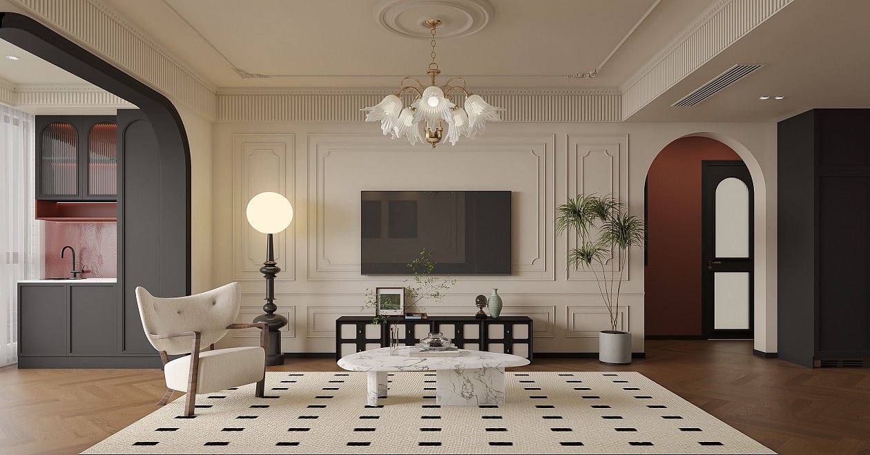 复古法式客餐厅效果图设计（图ZMzY0ODUyMzY4） - 家装设计 - 站酷设计师王彤ing原创素材 - 站酷ZCOOL