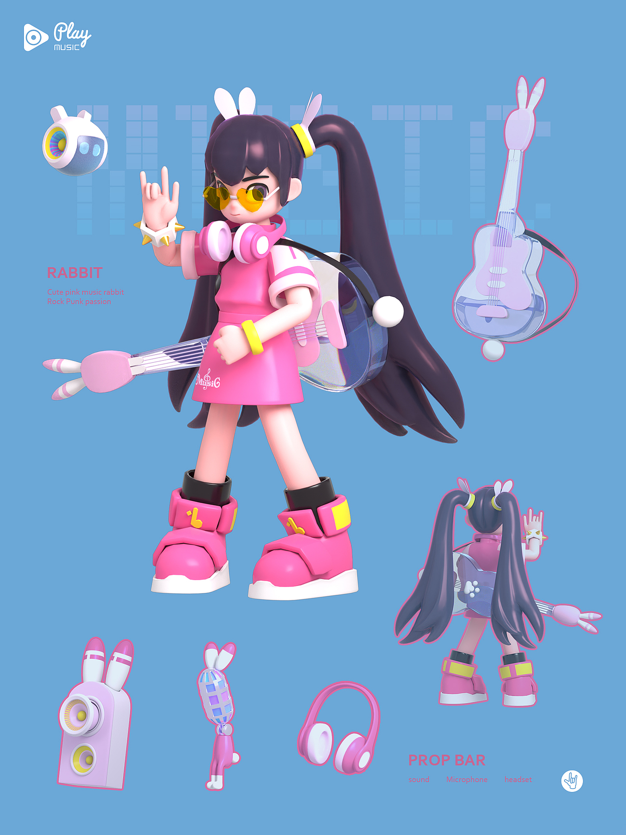 MUSIC-兔姬（图ZMzE1Mzk5NjQw） - IP形象 - 站酷设计师SANGE橙子原创素材 - 站酷ZCOOL