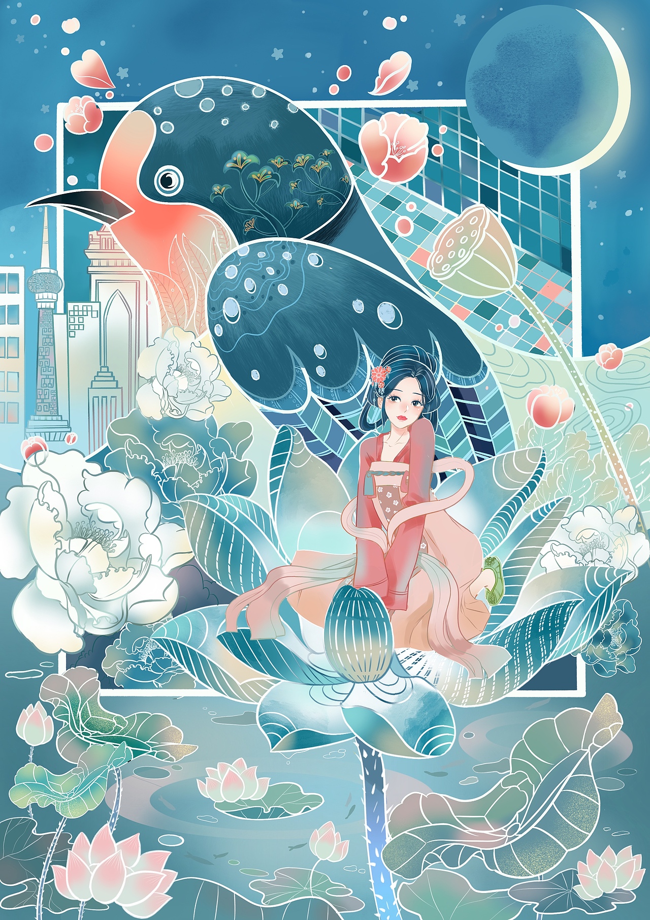 春风拂槛露华浓（图ZMzE3NDk4NzI4） - 商业插画 - 站酷设计师Z10328550原创素材 - 站酷ZCOOL