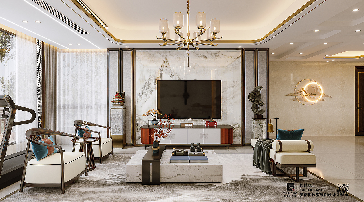 新中式风格别墅集庄重和高雅于一体的气质