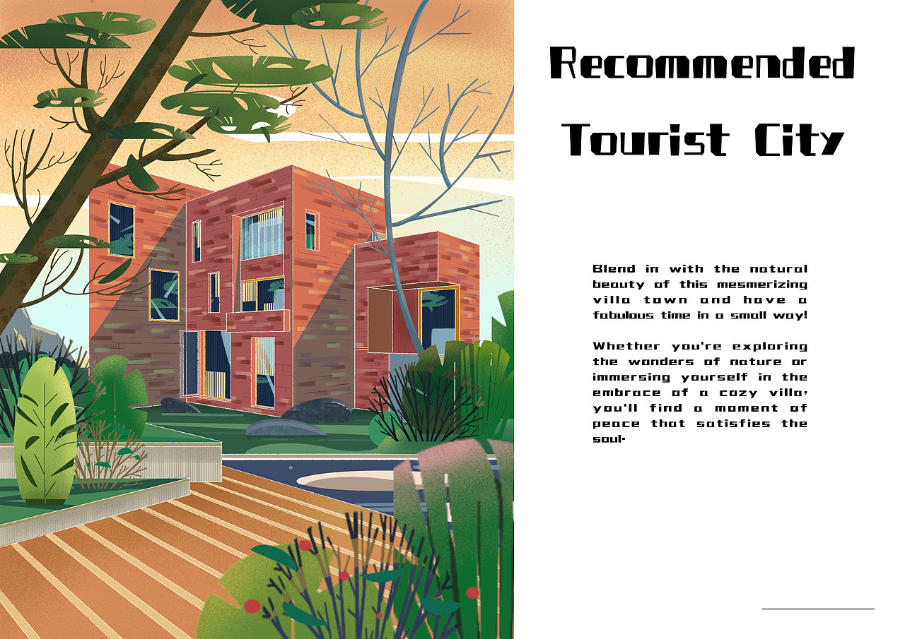 扁平風(fēng)小鎮(zhèn)旅游宣傳插畫（圖ZMzQ2NDA4MzAw） - 創(chuàng)作習(xí)作 - 站酷設(shè)計(jì)師木馬馬原創(chuàng)素材 - 站酷ZCOOL