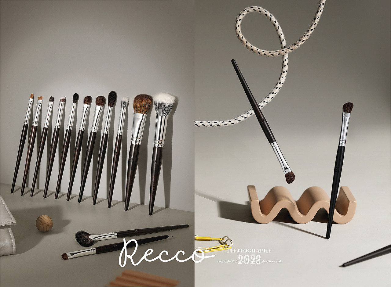 RECCO BLJ黑檀木化妆刷 美妆工具拍摄 静物摄影