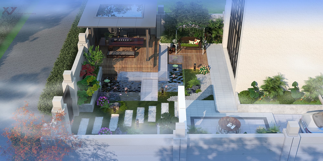 别墅花园+露台设计