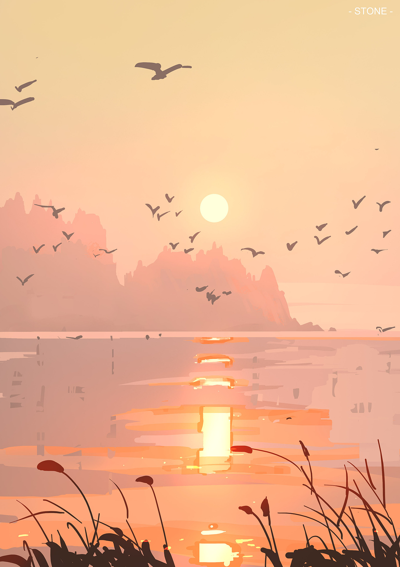 湖边夕阳（图ZMzE3NzY1Njk2） - 创作习作 - 站酷设计师石头键盘原创素材 - 站酷ZCOOL