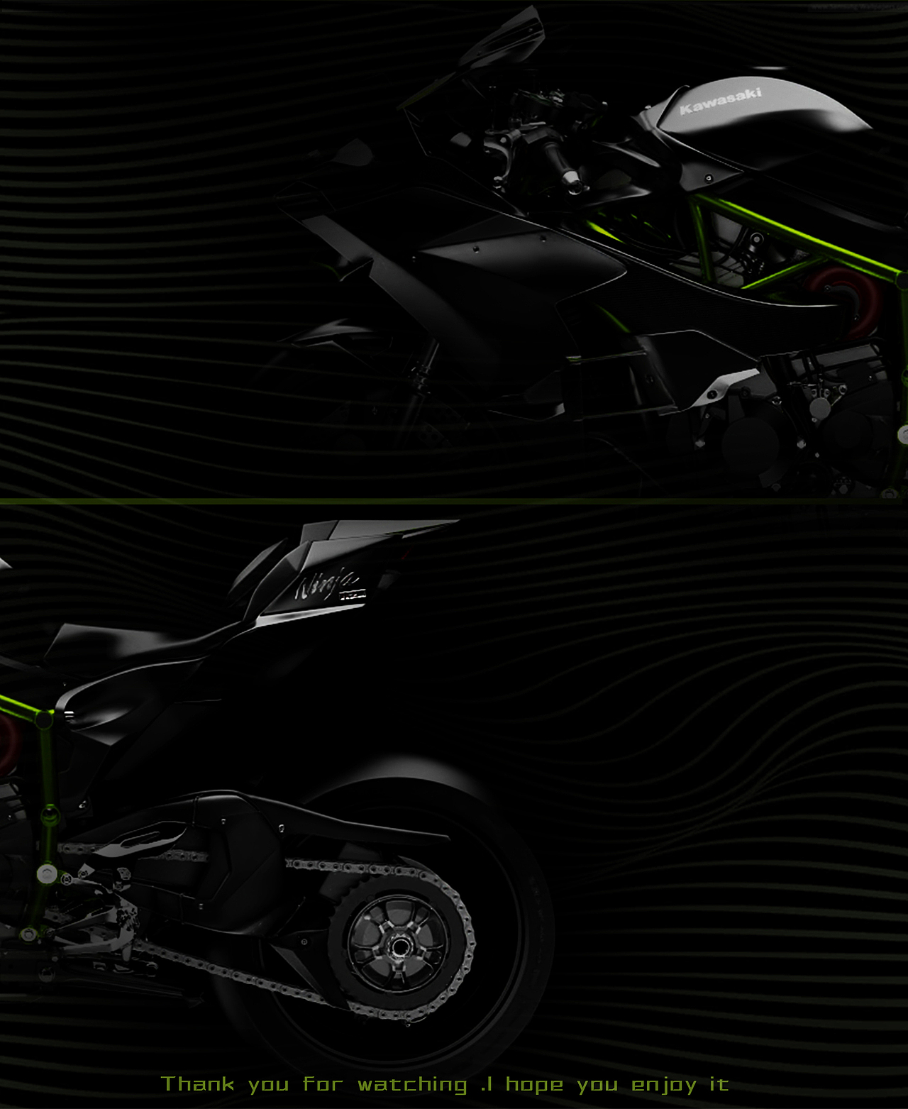 川崎H2R,机车,产品动画展示,效果图