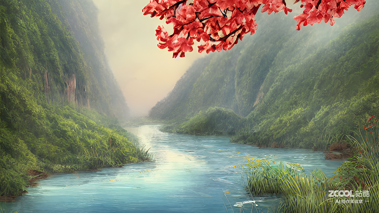 #AI创作实验室#轻舟已过万重山（图ZMzIzNDc3MjUy） - AI作品 - 站酷设计师苜瞳原创素材 - 站酷ZCOOL