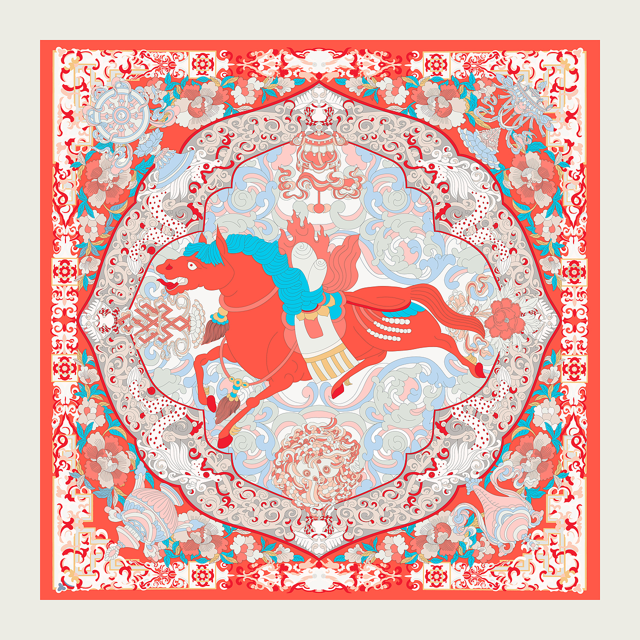 卓玛的礼物｜丝巾图案插画设计（图ZMzA5ODIxMjQw） - 商业插画 - 站酷设计师十二亿工作室原创素材 - 站酷ZCOOL