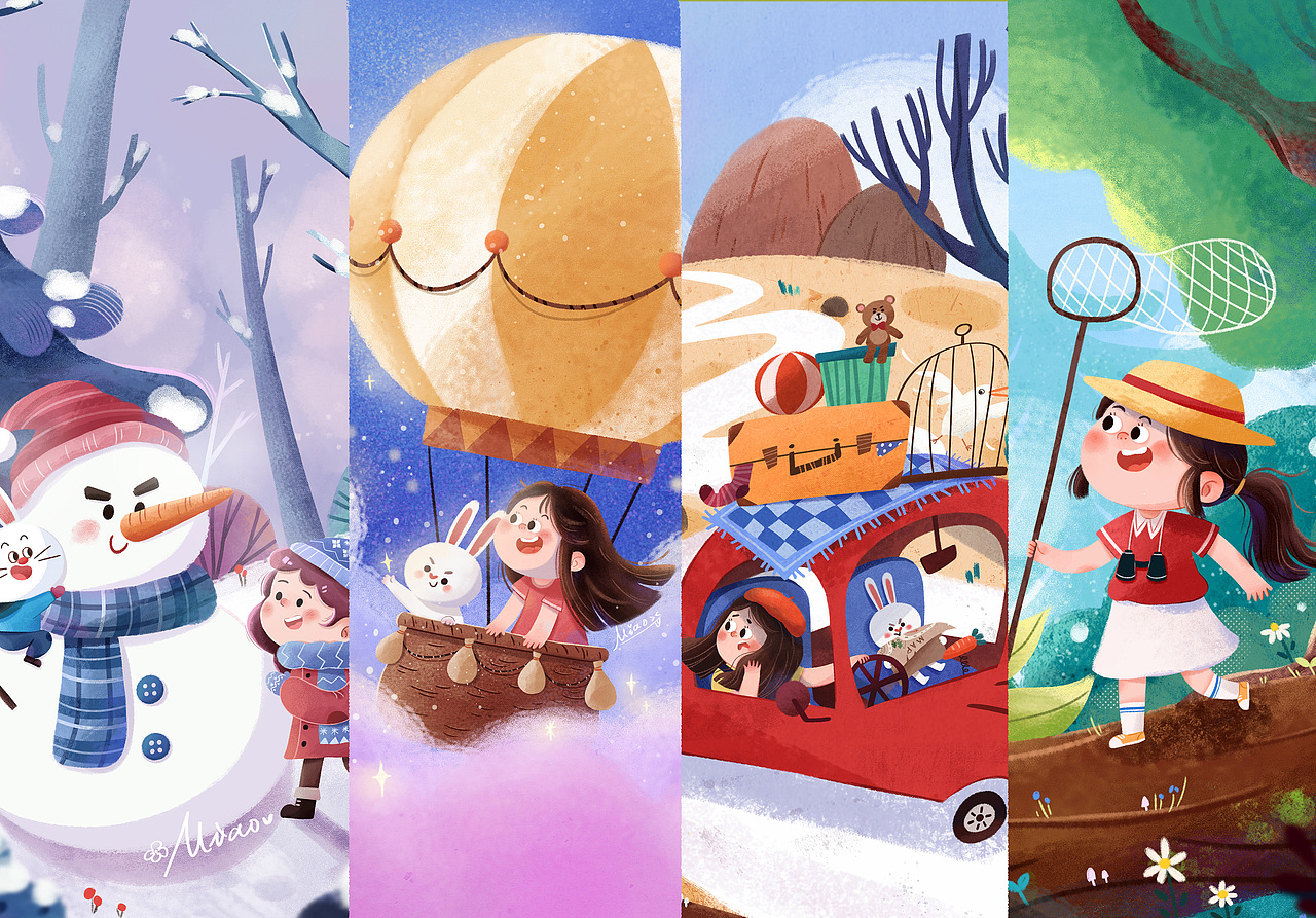 年底的儿插场景小合集（图ZMzI1OTc5MDk2） - 儿童插画 - 站酷设计师花喵喵画个画原创素材 - 站酷ZCOOL