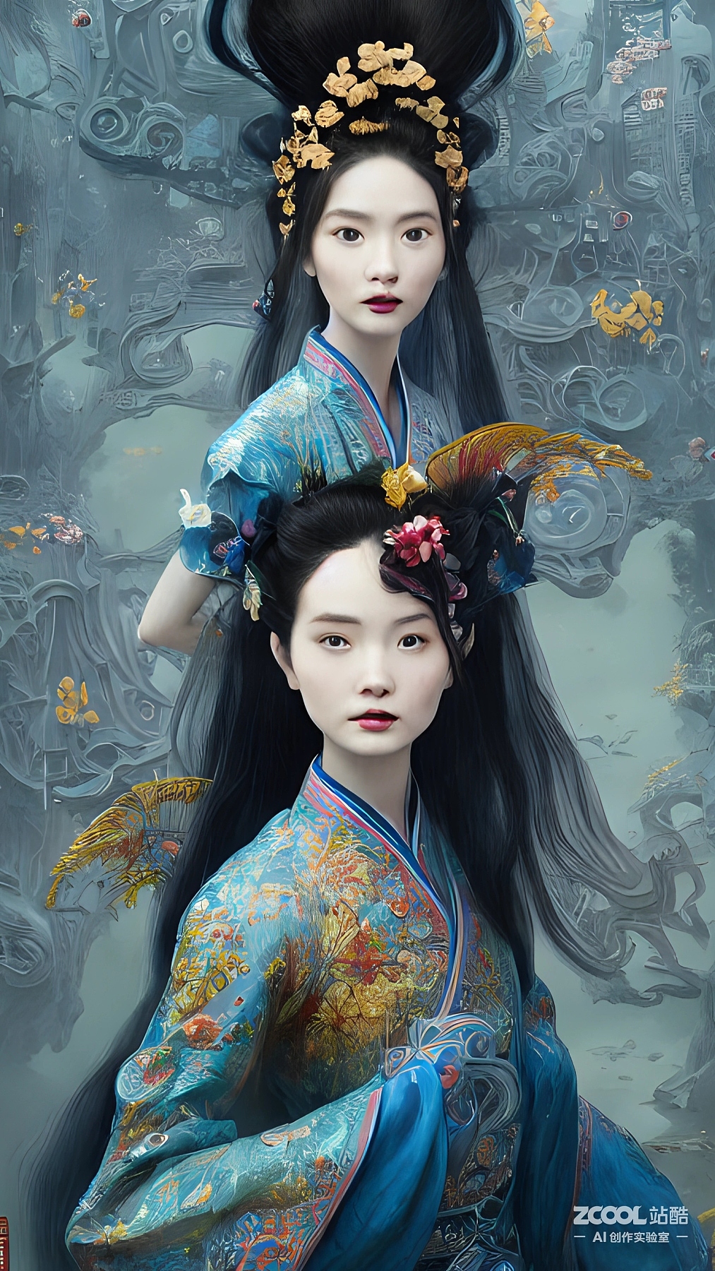 #AI创作实验室#【汉服】【油画X中国画】（图ZMzIxNDM0MTYw） - AI作品 - 站酷设计师xingceng2号原创素材 - 站酷ZCOOL