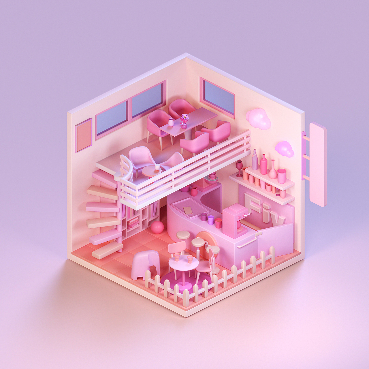蜂巢行动-咖啡店小场景（图ZMzIzMTkyNTY4） - 场景 - 站酷设计师俞墙原创素材 - 站酷ZCOOL