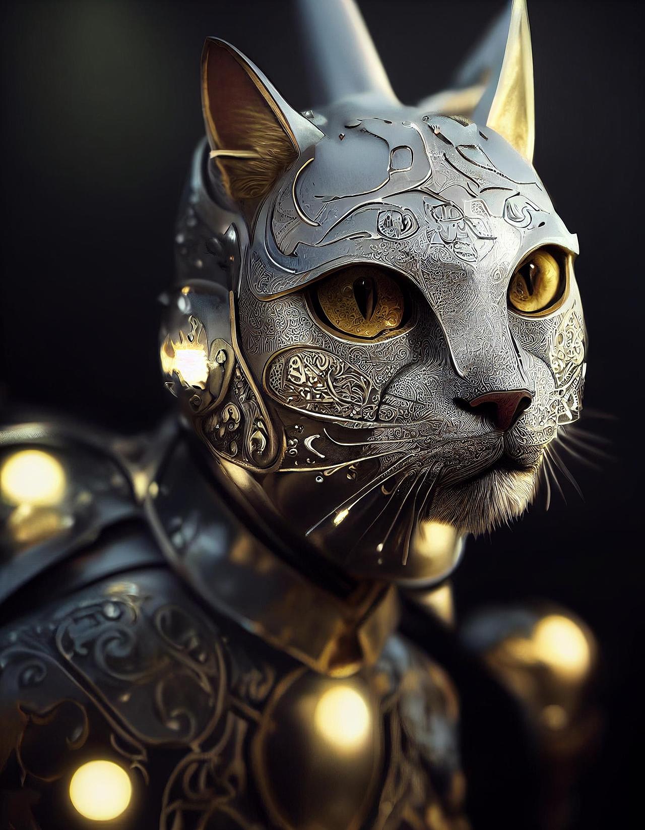 用ai写出了几只猫咪骑士