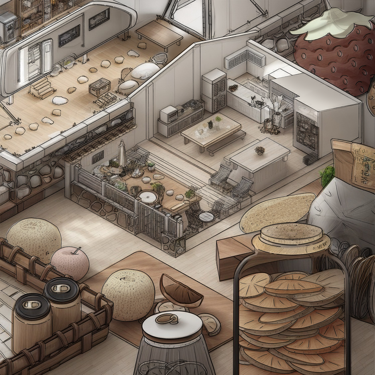 【绘画过程】探索舟山本岛网红书店（图ZMzY0ODU3Njg4） - 创作习作 - 站酷设计师finshin原创素材 - 站酷ZCOOL