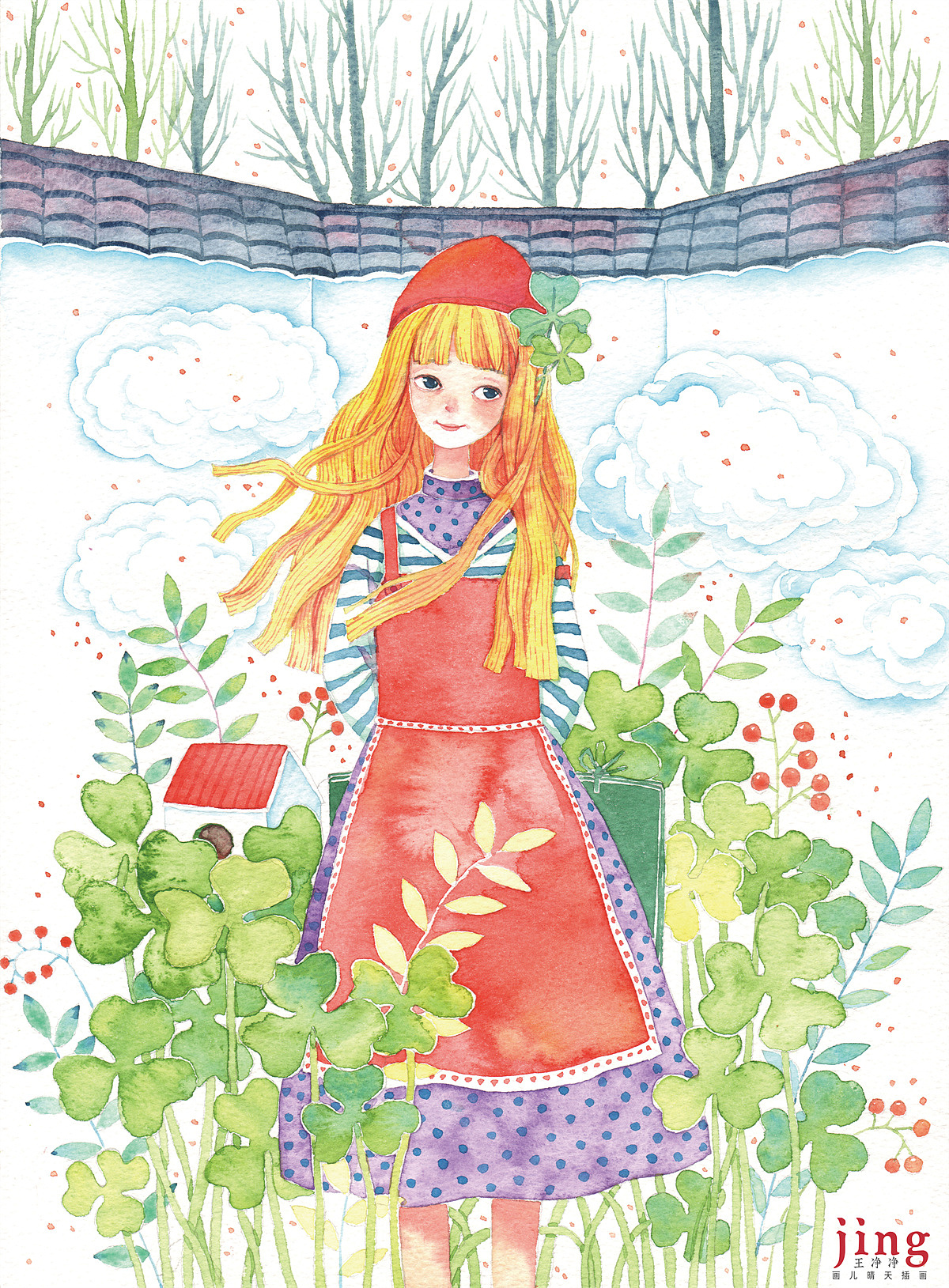 8幅人物水彩插画——红帽子人物系列（图ZMzU1NjMwNzY4） - 绘画 - 站酷设计师画儿晴天原创素材 - 站酷ZCOOL