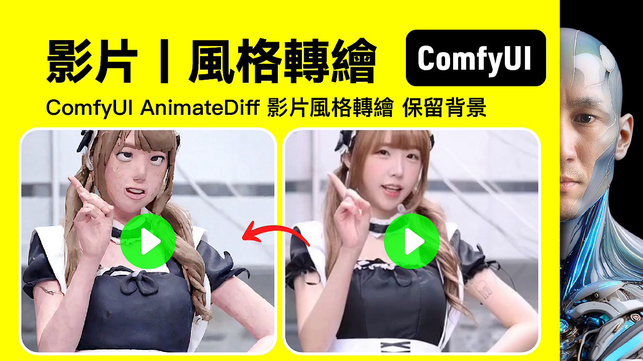 ComfyUI AnimateDiff 视频风格转绘粘土风格 保留背景