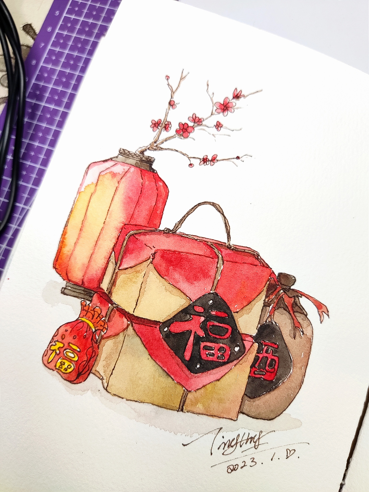 2023年1月份手绘水彩画总结30张