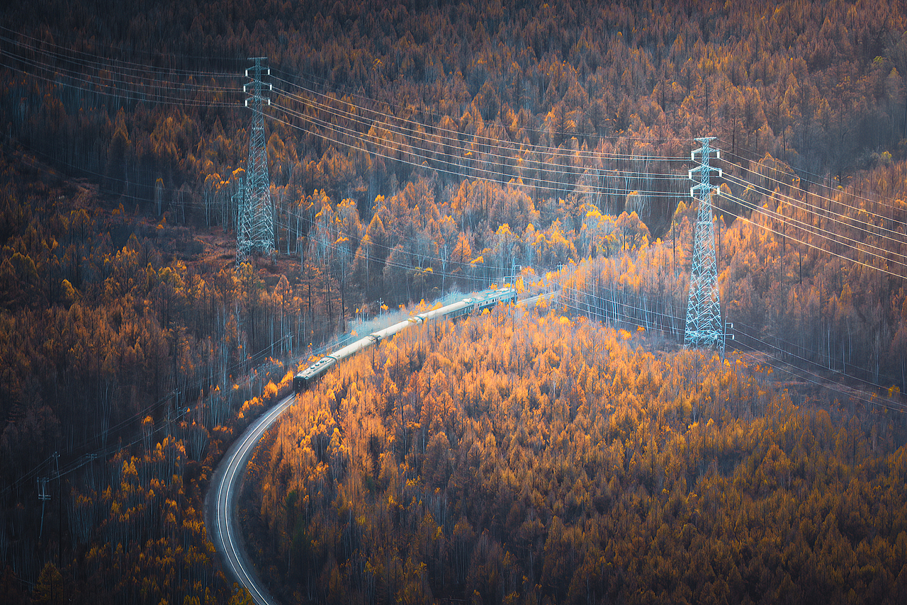 秋天的呼伦贝尔 - 御3无人机长焦拍摄