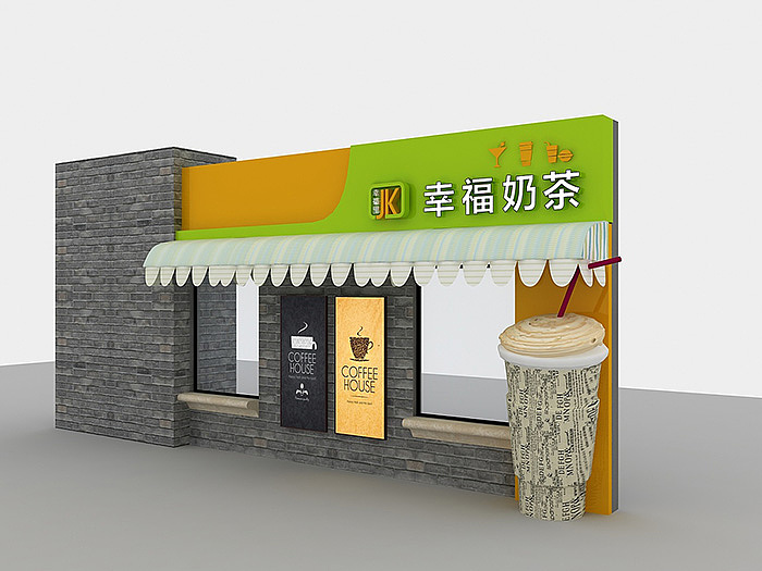 郑州门头制作公司—餐饮店铺门头设计效果图赏析—奶茶店门头