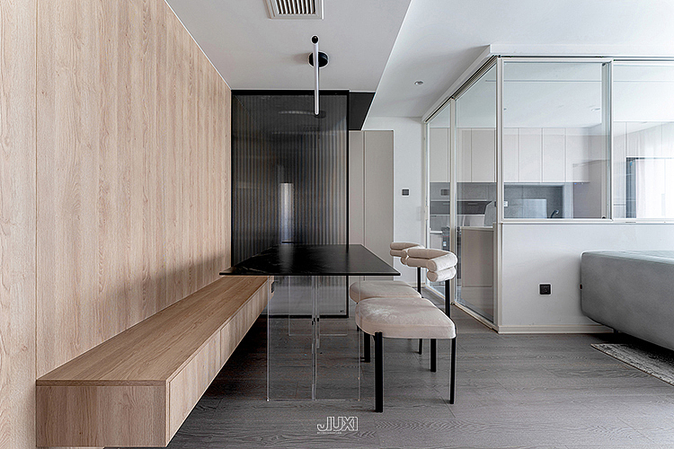 70㎡小户型黑白简约风，通透餐厅自带悬浮效果（图ZMzY5NjY3Mzcy） - 家装设计 - 站酷设计师久栖设计原创素材 - 站酷ZCOOL