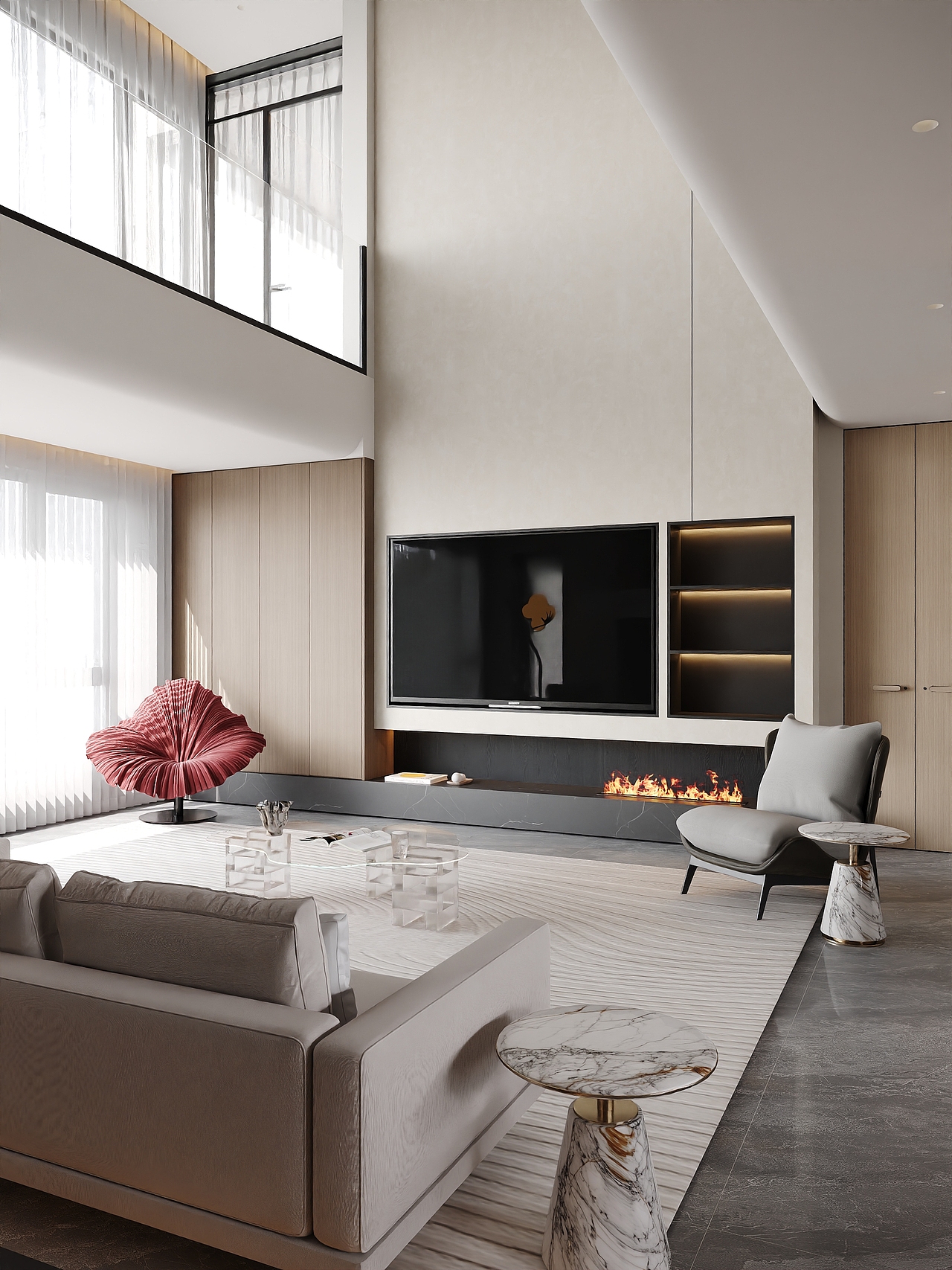 近期渲染 现代挑空别墅