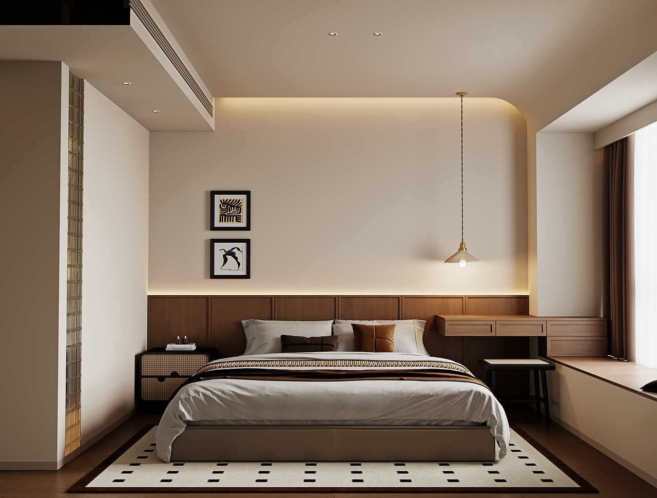 深圳如愿：龙军花园法式奶油风+原木质感（卧室篇）（图ZMzQwOTQxOTky） - 商业空间设计 - 站酷设计师深圳如愿空间原创素材 - 站酷ZCOOL