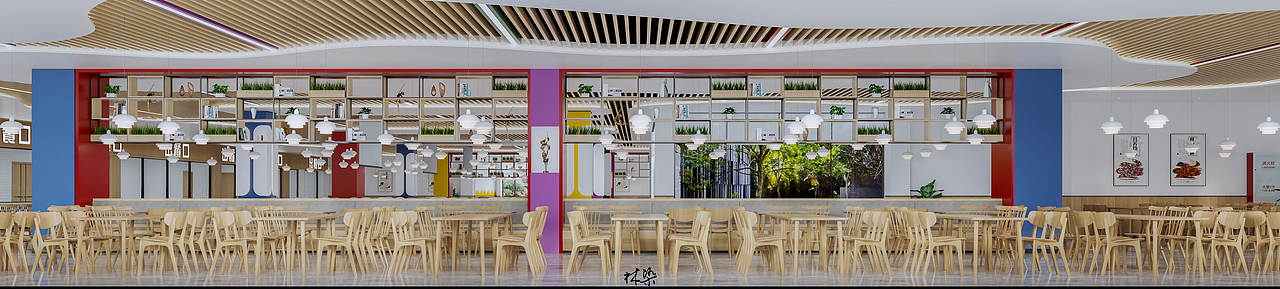 食堂 / 快乐干饭人的天堂（图ZMzAxMTU0NTgw） - 酒店餐饮设计 - 站酷设计师林染室内外设计师原创素材 - 站酷ZCOOL