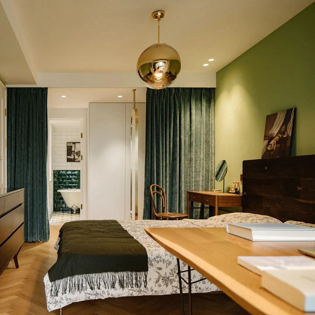 全屋文艺复古，人字拼地板+绿色墙面，美爆了！（图ZMzIyODI0OTI0） - 家装设计 - 站酷设计师峰光无限装饰原创素材 - 站酷ZCOOL