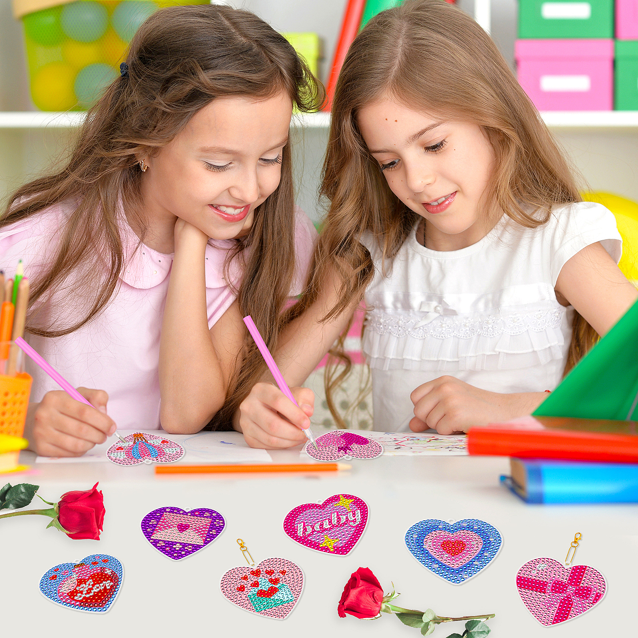 亚马逊主图设计-亚克力数字钻石画钥匙扣-粉色爱心（图ZMzY4NTkyNTY0） - 其他平面 - 站酷设计师凝眸可原创素材 - 站酷ZCOOL