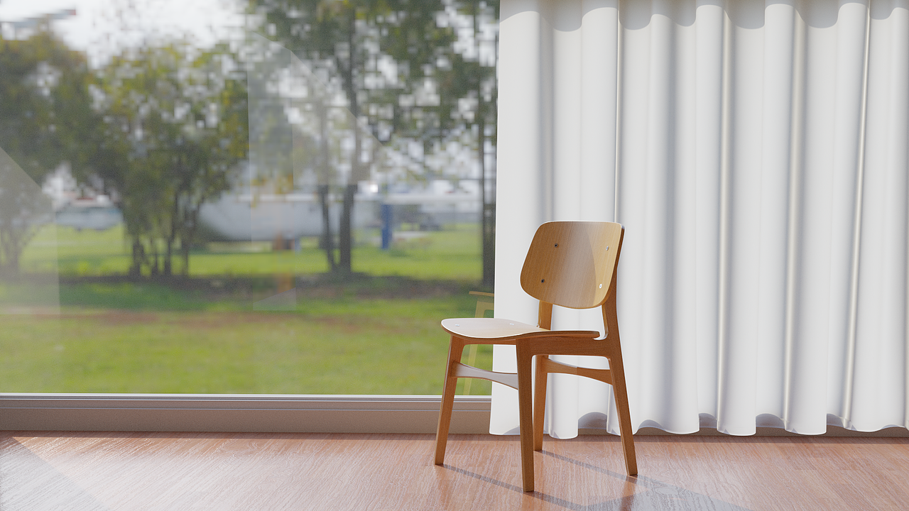 【Blender】Søborg Wood Base 椅子建模渲染