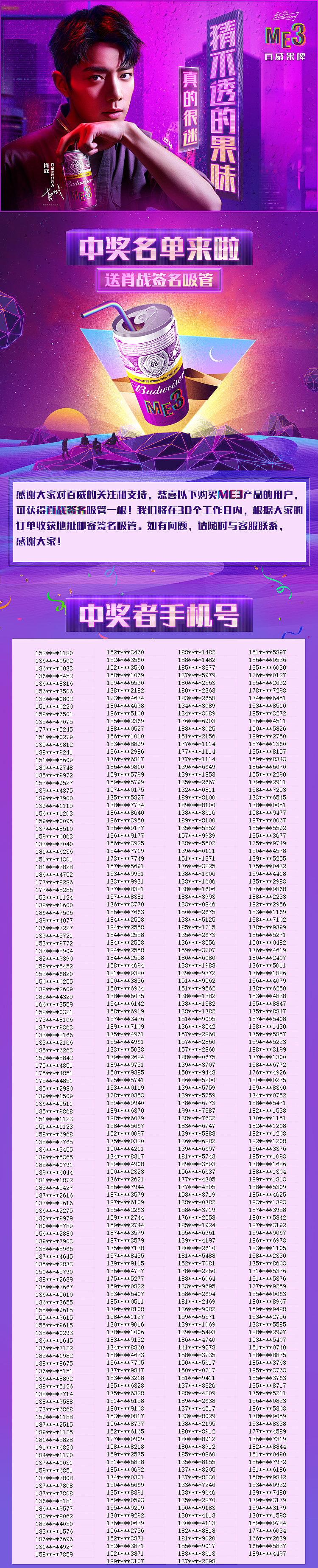 百威中奖名单