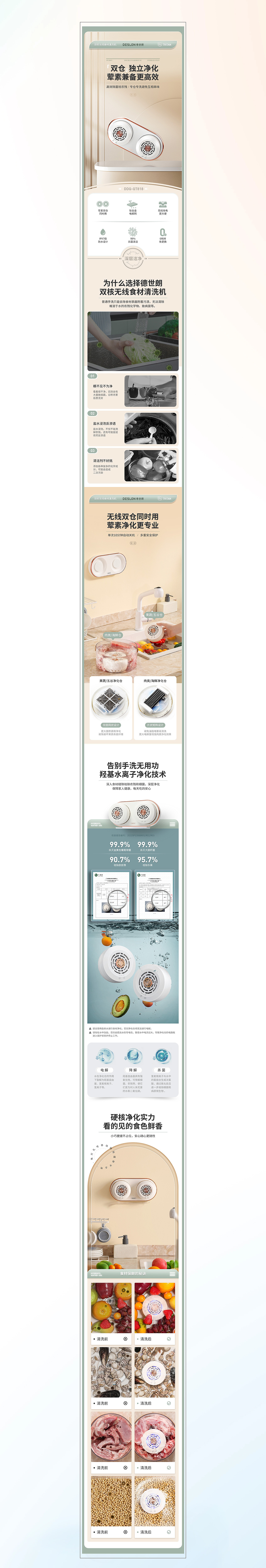 德世朗双核无线食材清洗机