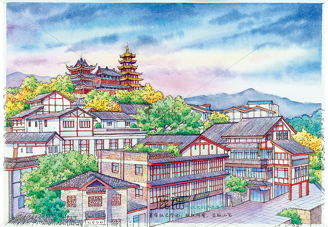 重庆水彩//鹿瑶笔下的山城重庆（图ZMzAwMDQxNDQ4） - 商业插画 - 站酷设计师鹿瑶文创原创素材 - 站酷ZCOOL