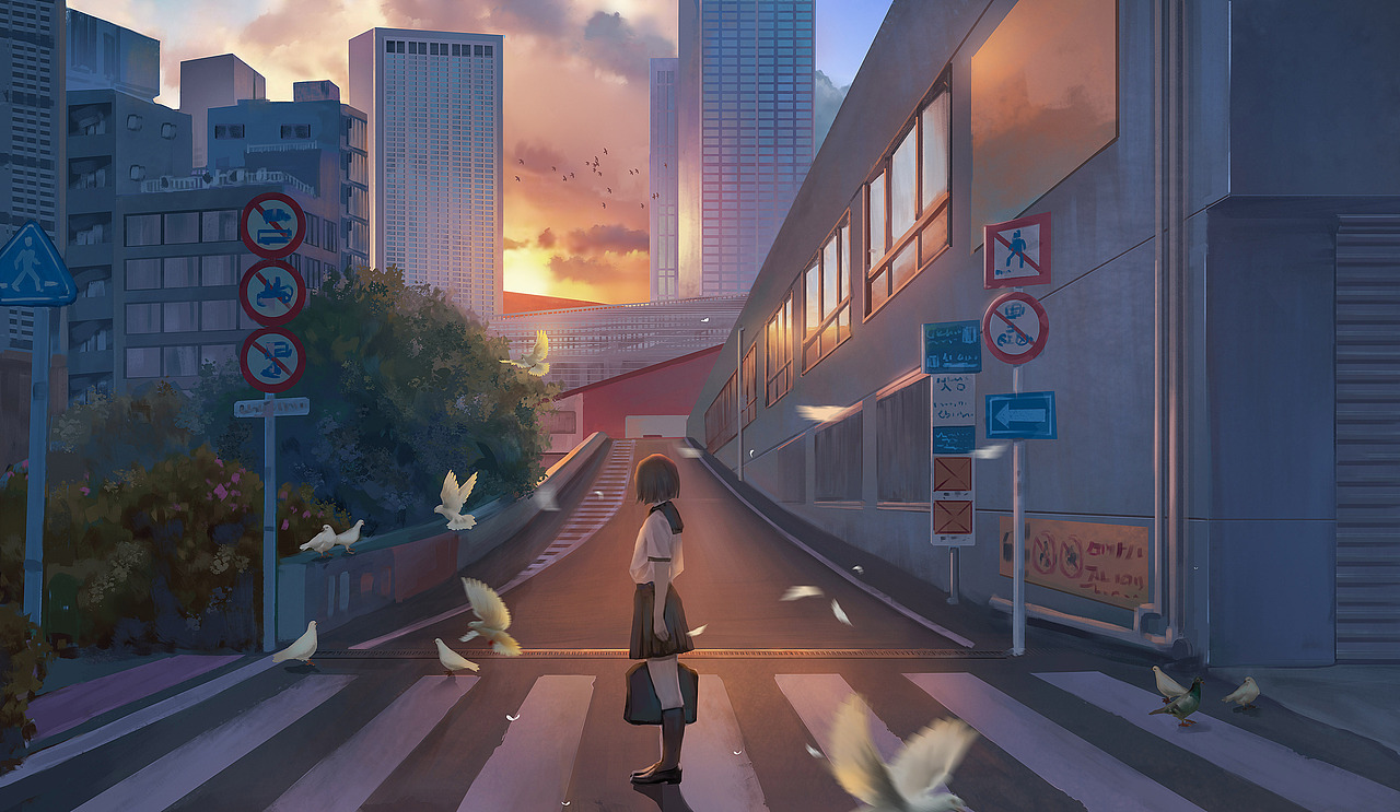 夕阳（图ZMzUzMDA3NDYw） - 游戏原画 - 站酷设计师番薯煲粥原创素材 - 站酷ZCOOL