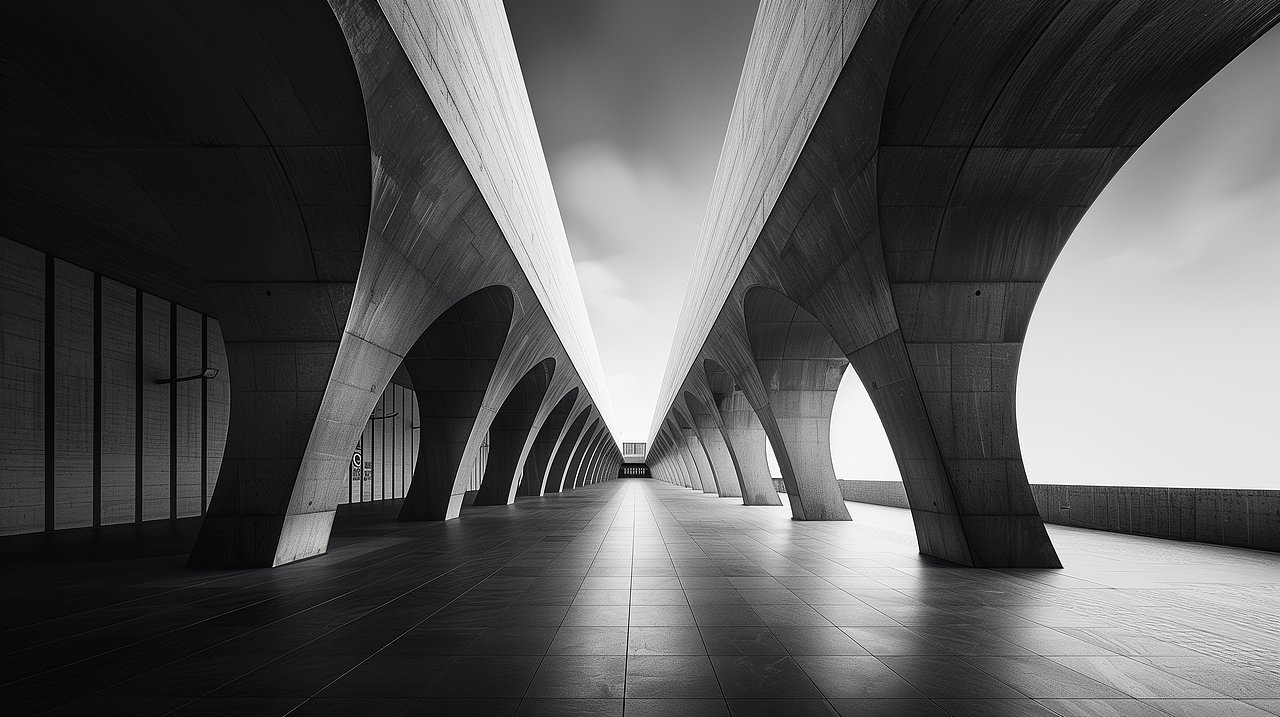 Mid journey | 黑白建筑摄影