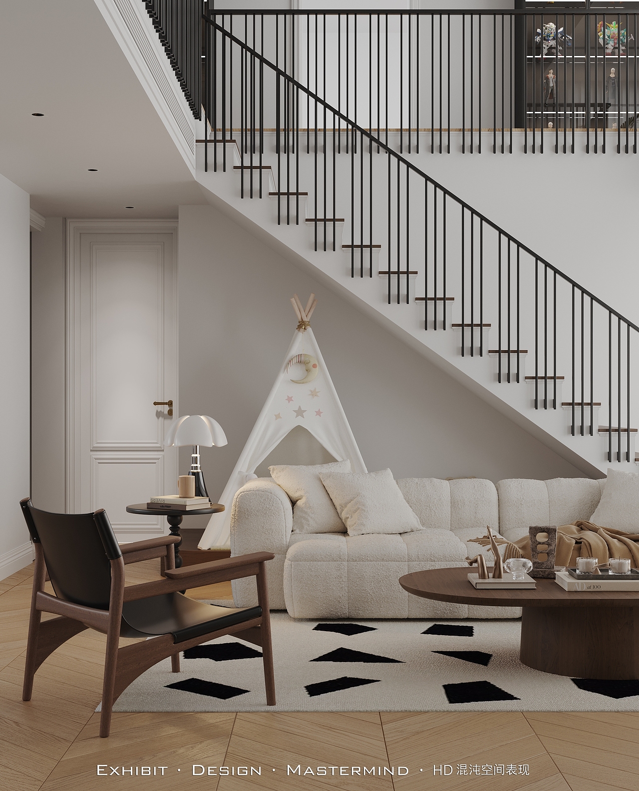 现代极简 复式 客餐厅 X 混沌空间表现