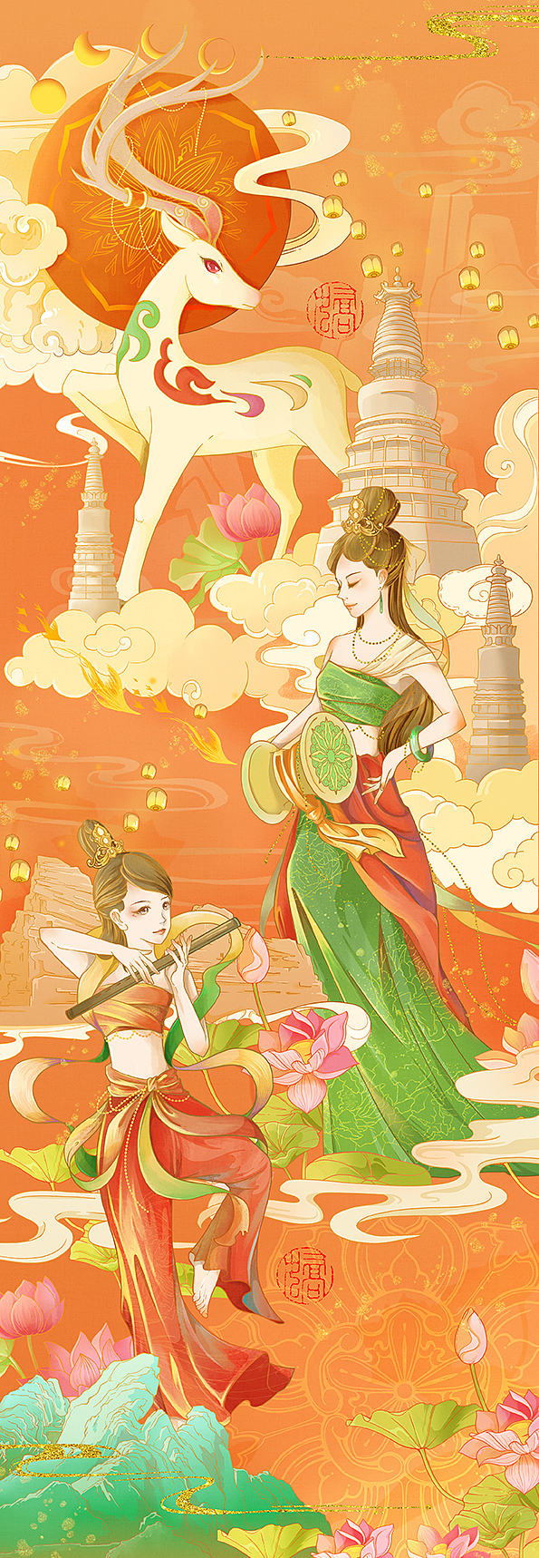 最近几张摸鱼图（敦煌，兔年，国朝）（图ZMzI4MjMzMjg4） - 商业插画 - 站酷设计师一颗白糖糕MIKO原创素材 - 站酷ZCOOL