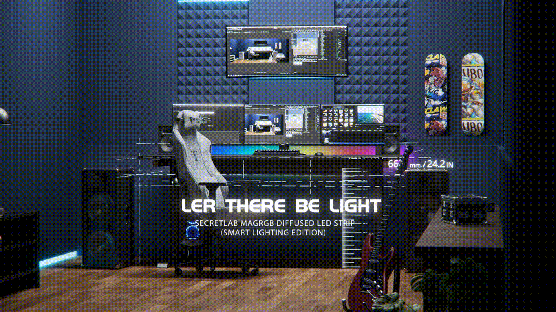 C4D暗调电竞桌产品动态解析