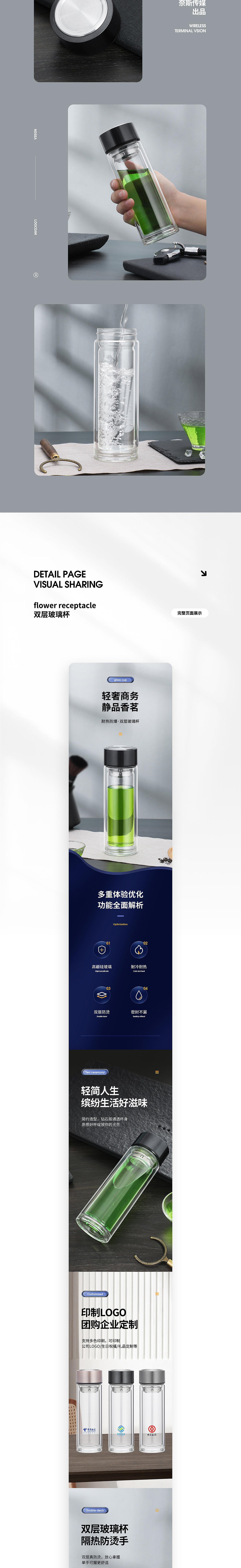 健康生活丨双层玻璃杯丨详情页设计