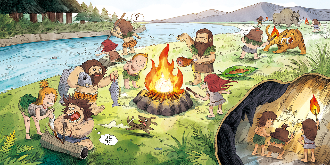 原始人插画（图ZMzA3OTM2ODEy） - 儿童插画 - 站酷设计师左森插画工作室原创素材 - 站酷ZCOOL