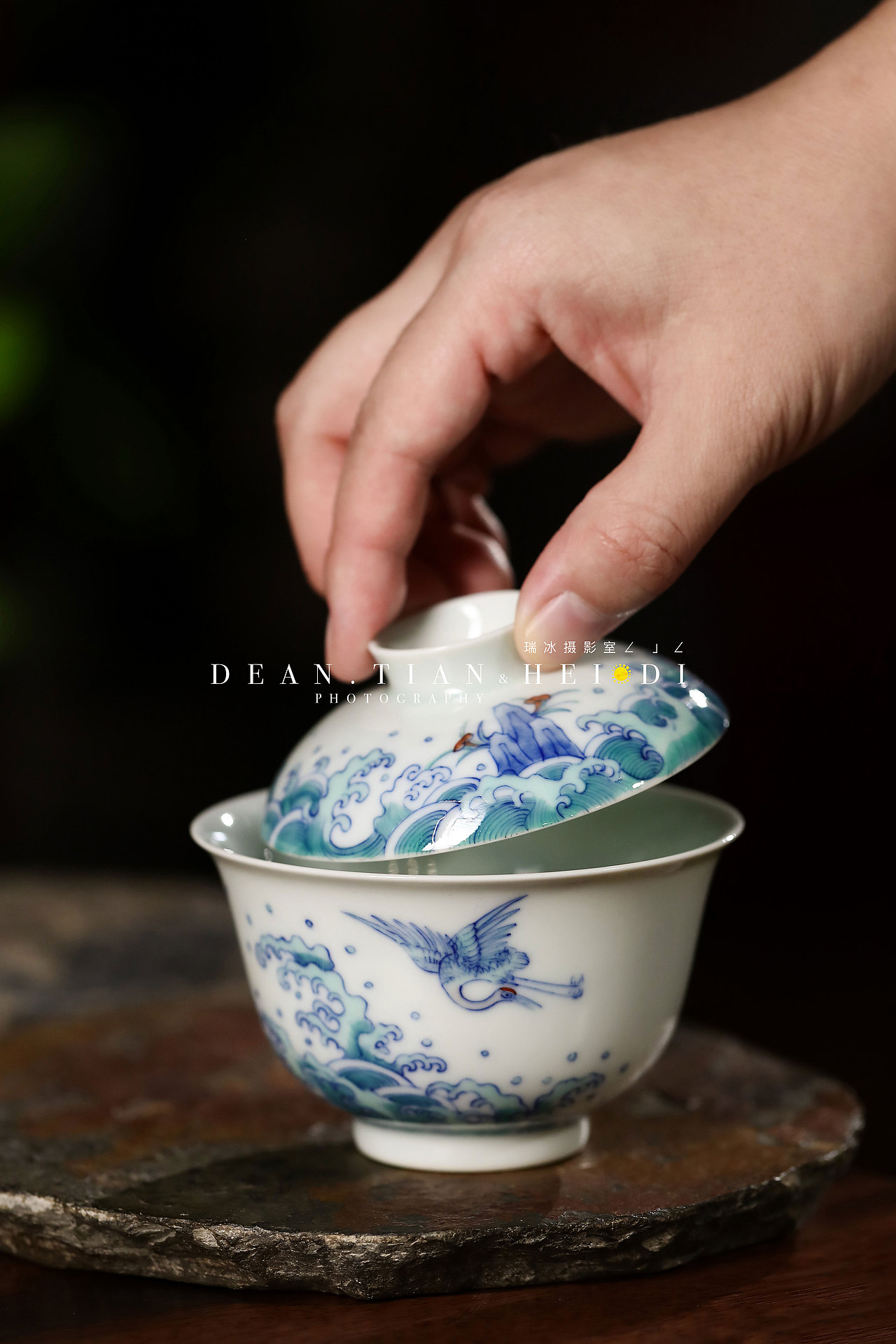 【DT瑞冰视觉】大益斗彩仙鹤盖碗 tea