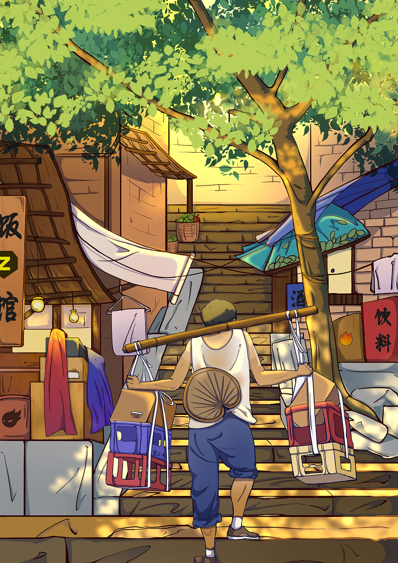 重慶“十八梯”（圖ZMzcwMDAwMDM2） - 藝術插畫 - 站酷設計師我叫卜一原創(chuàng)素材 - 站酷ZCOOL